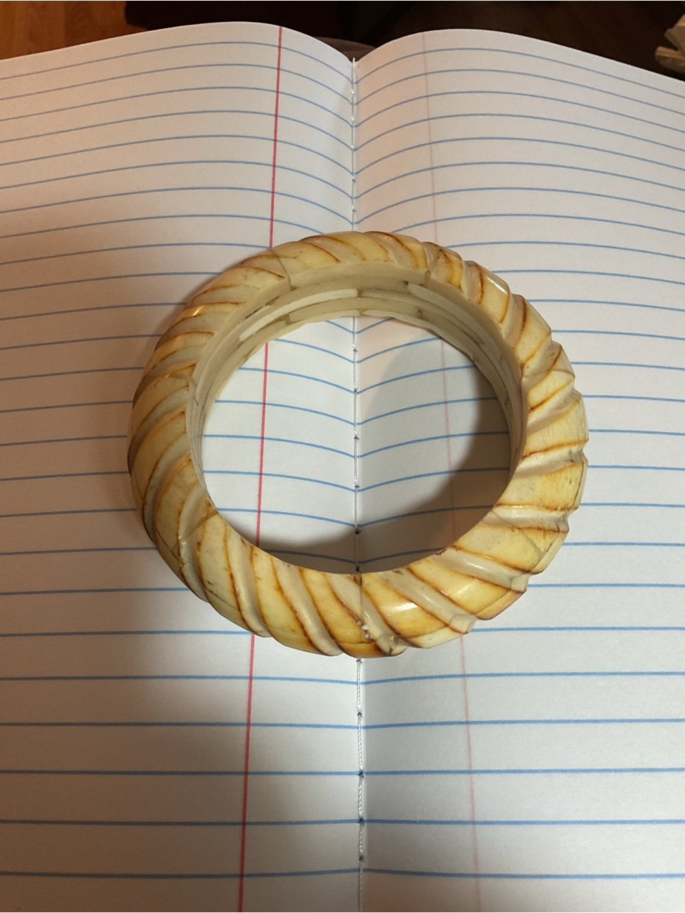 Hand Carved Swirl Ivory-Tone Bone Bangle Bracelet - made in India